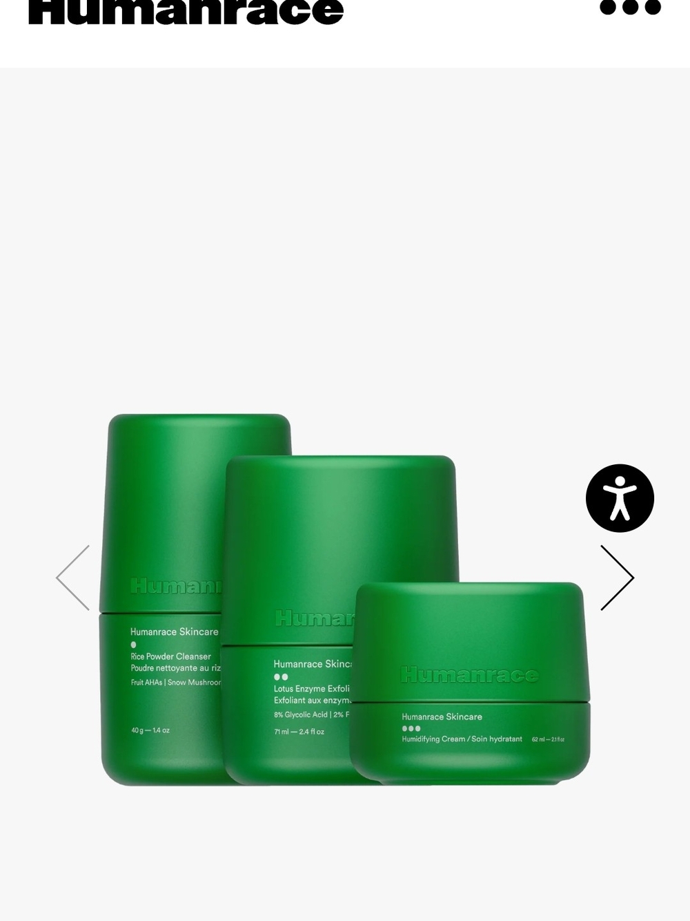 Three-Minute Facial Routine Kit  Humanrace Green Skincare Set